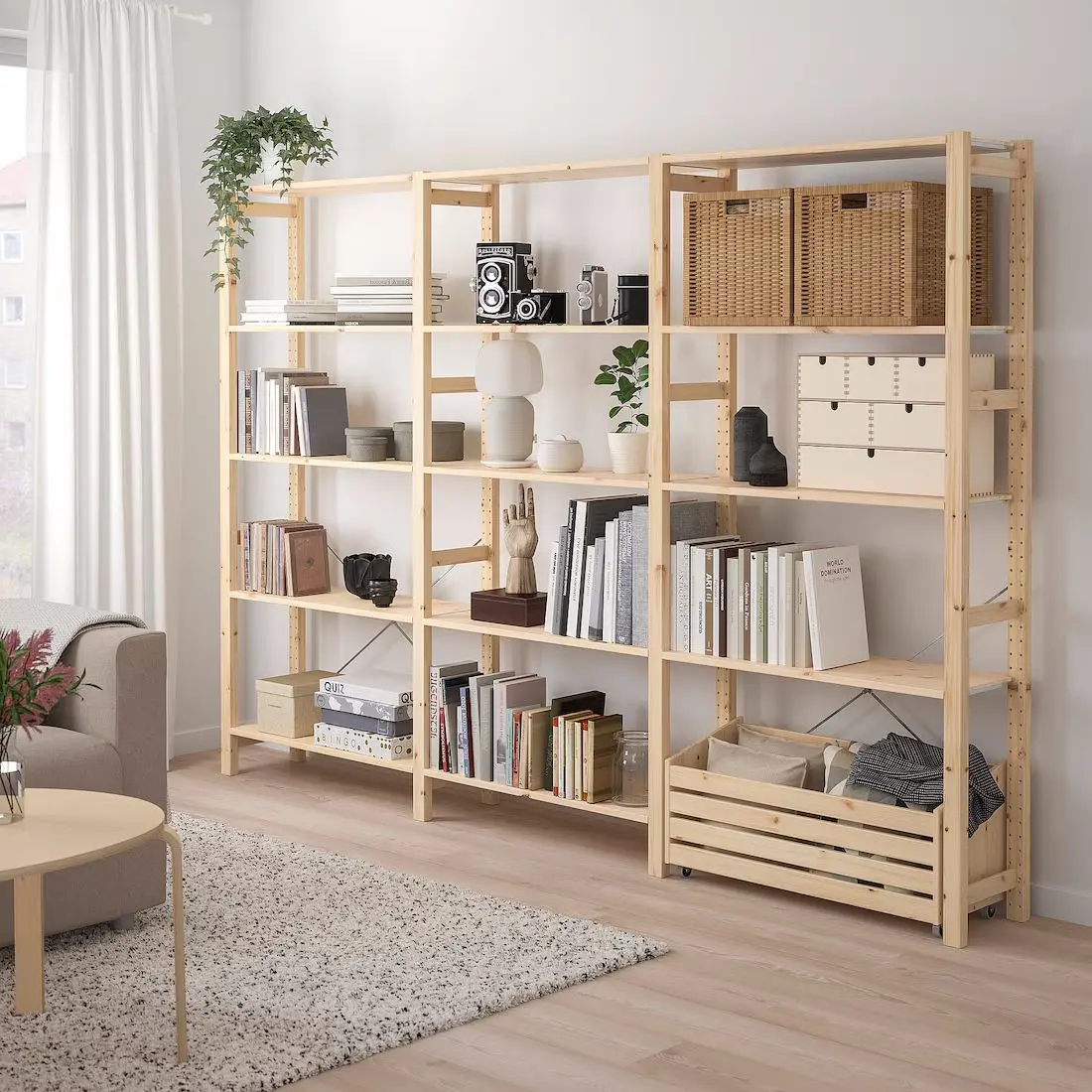 Etajera Ikea Ivar cu cutie depozitare 259x30x179 (Pin)