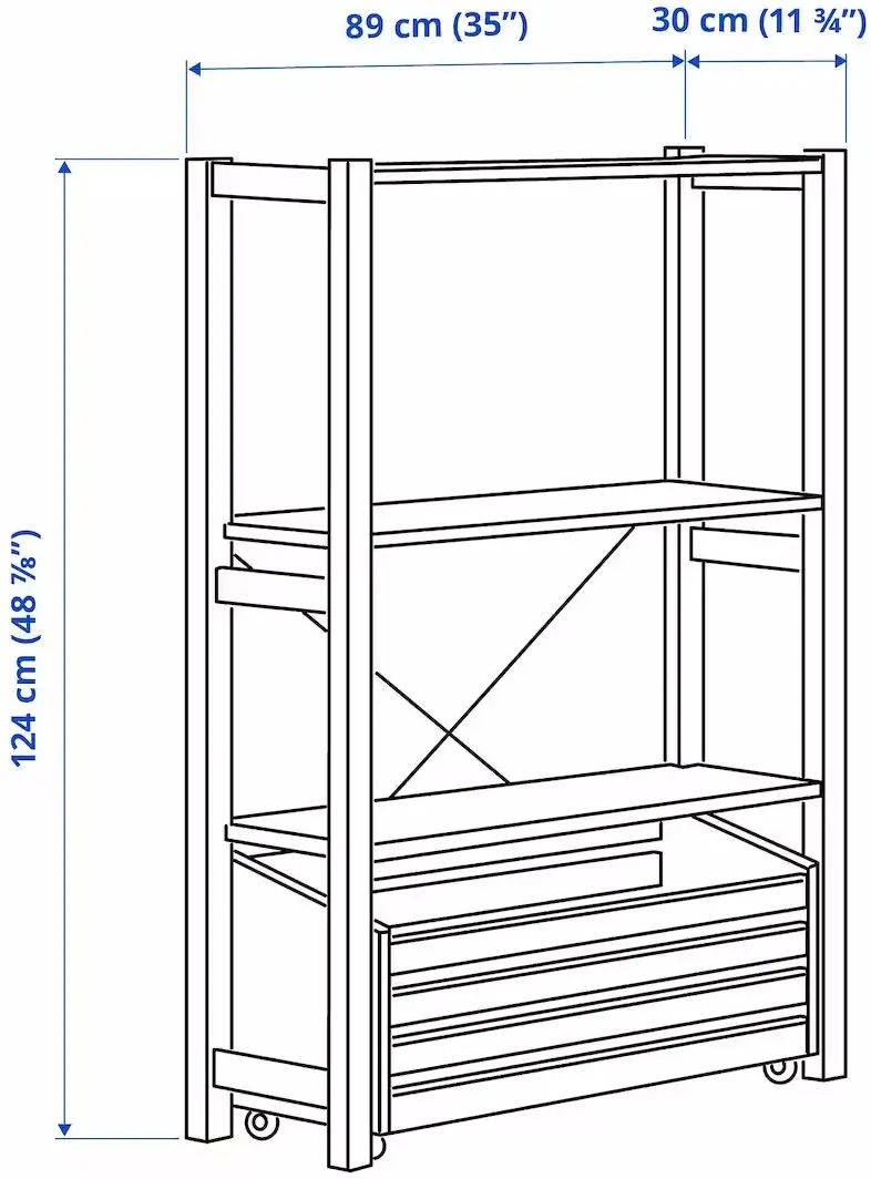 Etajera Ikea Ivar cu cutie depozitare 89x30x124 (Pin) - 3