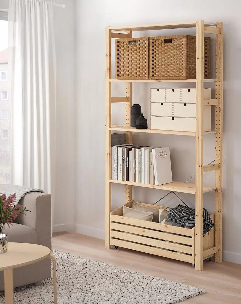 Etajera Ikea Ivar cu cutie depozitare 89x30x179 (Pin)