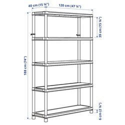 Etajera Ikea Runmaro 120x40x188 (Gri Inchis) Thumb
