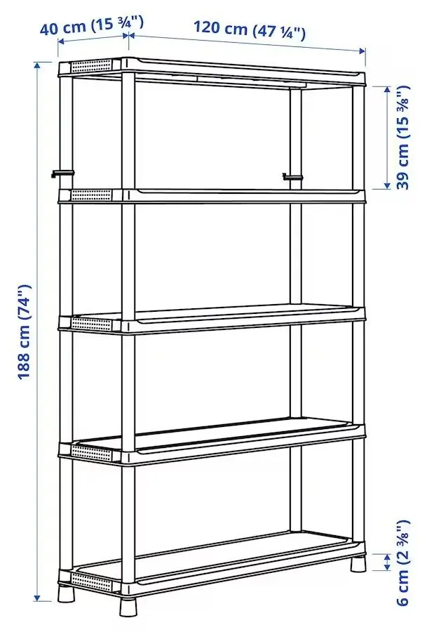 Etajera Ikea Runmaro 120x40x188 (Gri Inchis)