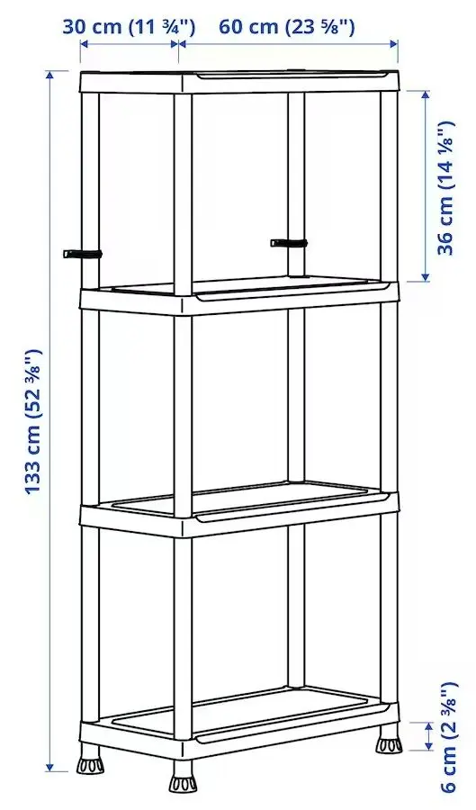 Стеллаж Ikea Runmaro 60x30x133 (Темно-серый)
