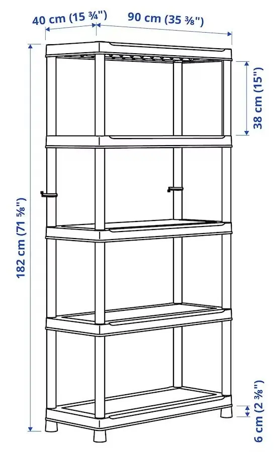 Стеллаж Ikea Runmaro 90x40x182 (Темно-серый)