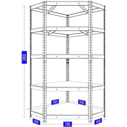 Etajera Metkas Budget 180x90x40x70.5cm (Anthracite) Thumb