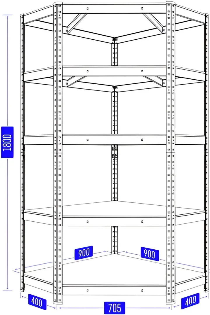 Etajera Metkas Budget 180x90x40x70.5cm (Anthracite)