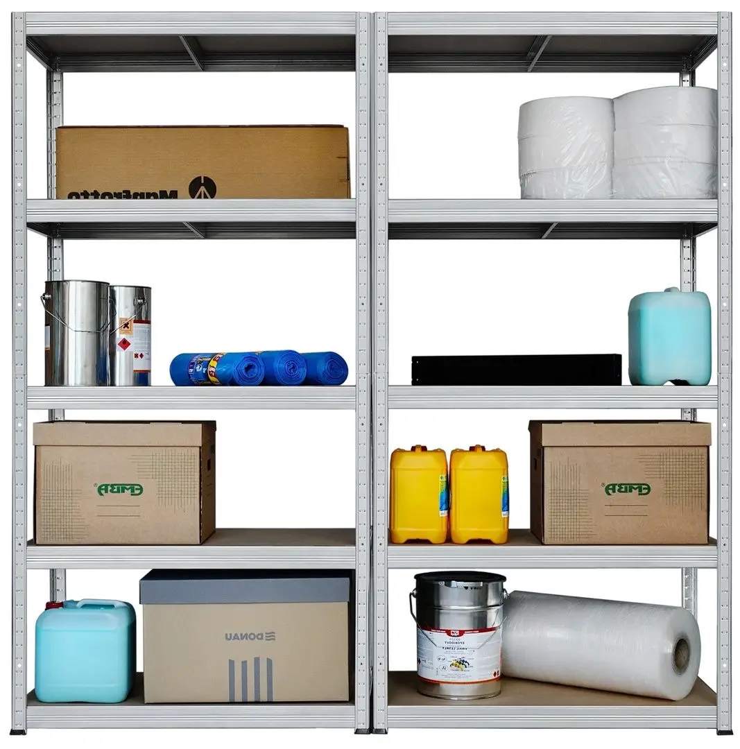 Стеллаж Strategic двойной 5 полок 180x180x30 (Silver/Brown) - 3