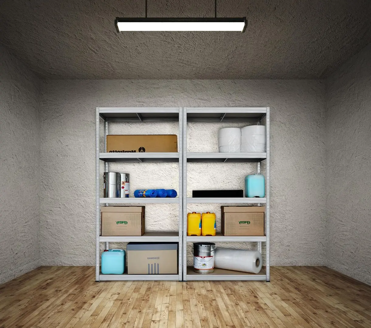 Стеллаж Strategic двойной 5 полок 180x180x30 (Silver/Brown)