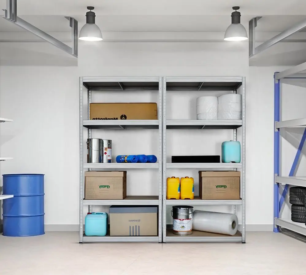 Etajera Strategic dublu 5 rafturi 180x180x35 (Silver/Brown)