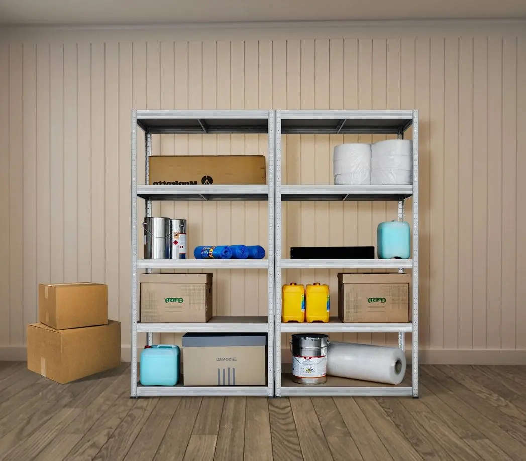 Etajera Strategic dublu 5 rafturi 180x200x40 (Silver/Brown)