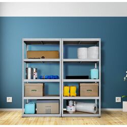 Стеллаж Strategic двойной 5 полок 180x240x60 (Silver/Brown)
