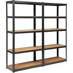 Etajera Strategic dublu 5 rafturi 200x200x50 (Black/Brown) Thumb