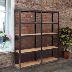 Стеллаж Strategic двойной 5 полок 200x200x50 (Black/Brown)