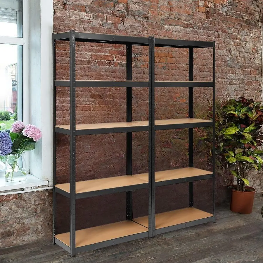 Etajera Strategic dublu 5 rafturi 200x200x50 (Black/Brown)