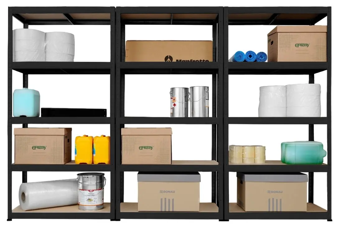 Etajera Strategic triplu 5 rafturi 200x300x50 (Black/Brown)