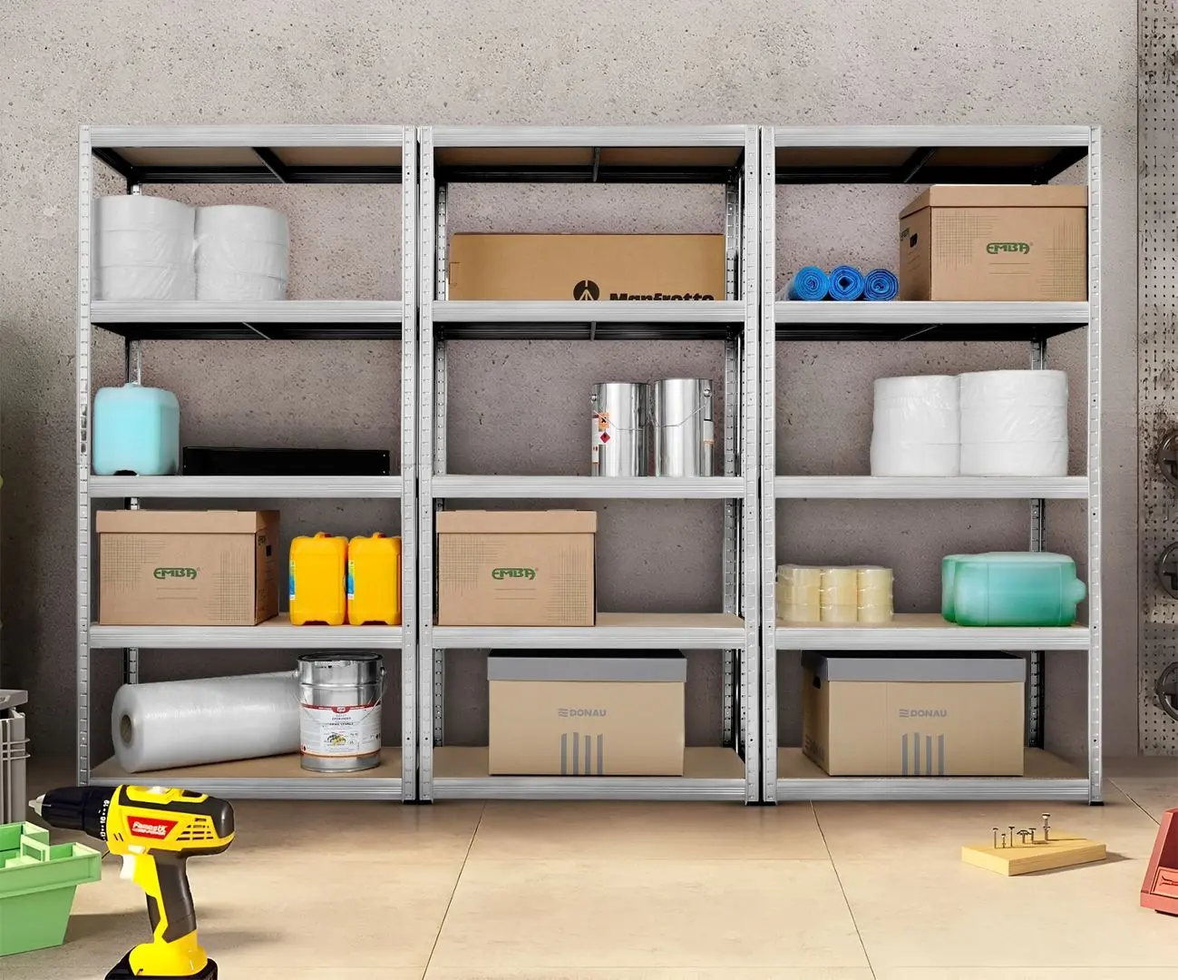 Etajera Strategic triplu 5 rafturi max.100 180x270x35 (Silver/Brown)