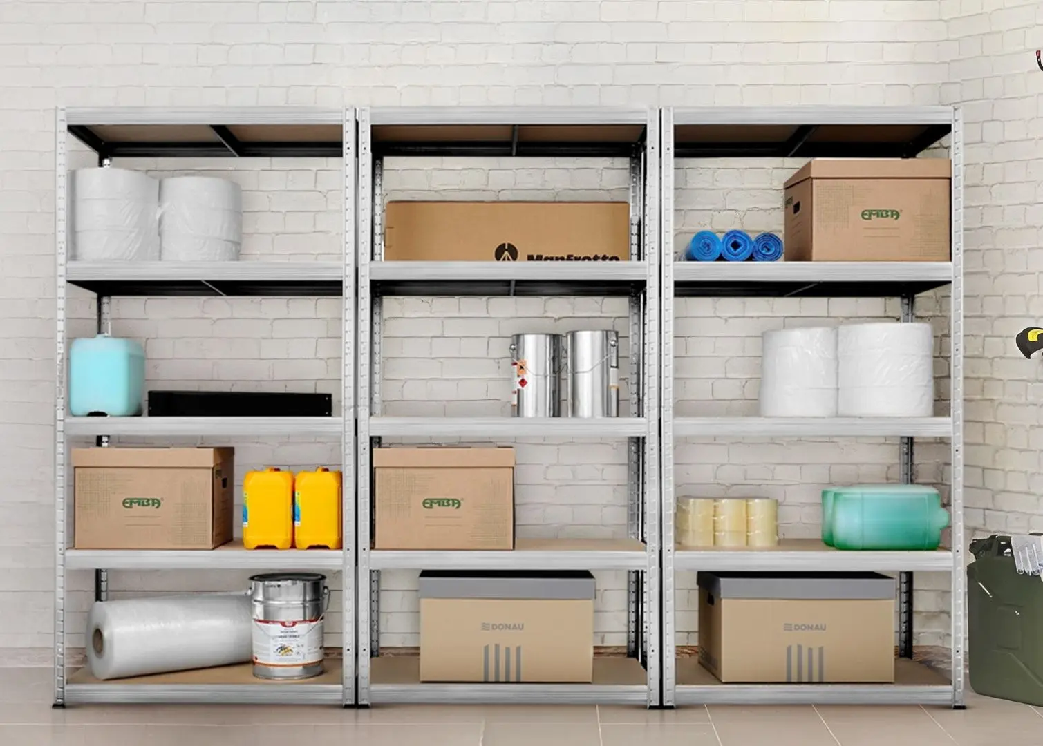 Etajera Strategic triplu 5 rafturi max.100 180x300x40 (Silver/Brown)