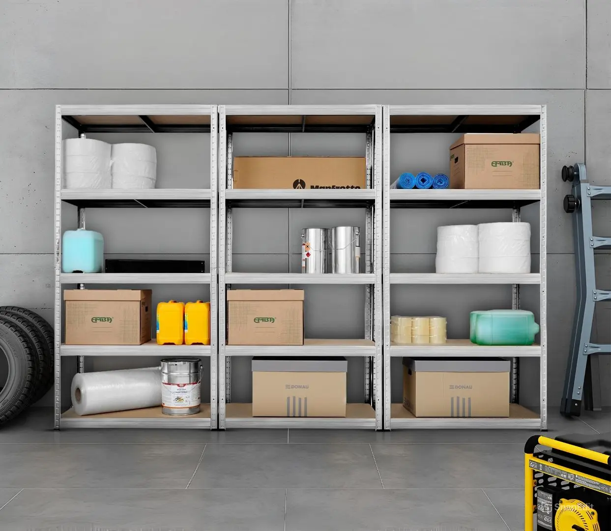 Стеллаж Strategic тройной 5 полок max.175 180x270x30 (Silver/Brown)