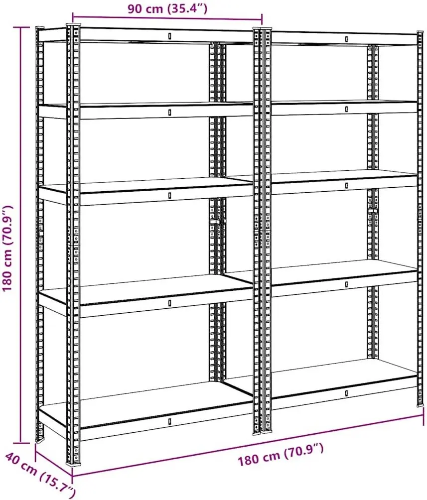 Set etajere VidaXL 4016952 90x40x180cm (Anthracite)