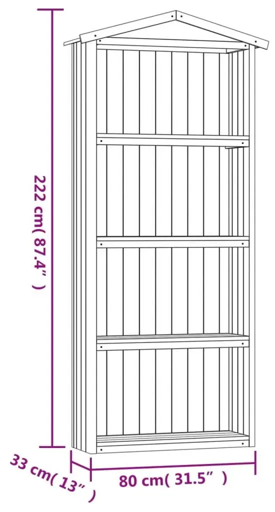 Etajera VidaXL 318190 87x33x222 (Natural)