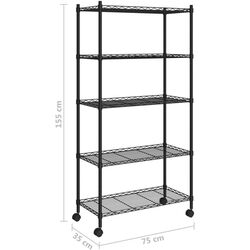 Etajera VidaXL 324630 75x35x155cm (Black) Thumb