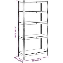 Etajera VidaXL 4016947 90x40x180cm (Silver) Thumb
