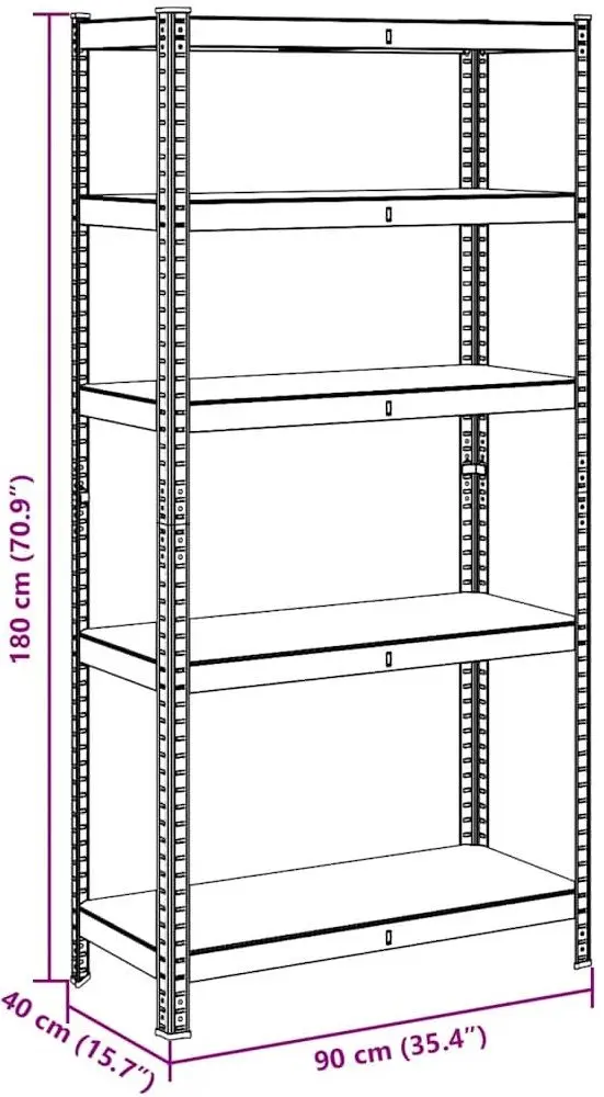Etajera VidaXL 4016947 90x40x180cm (Silver)