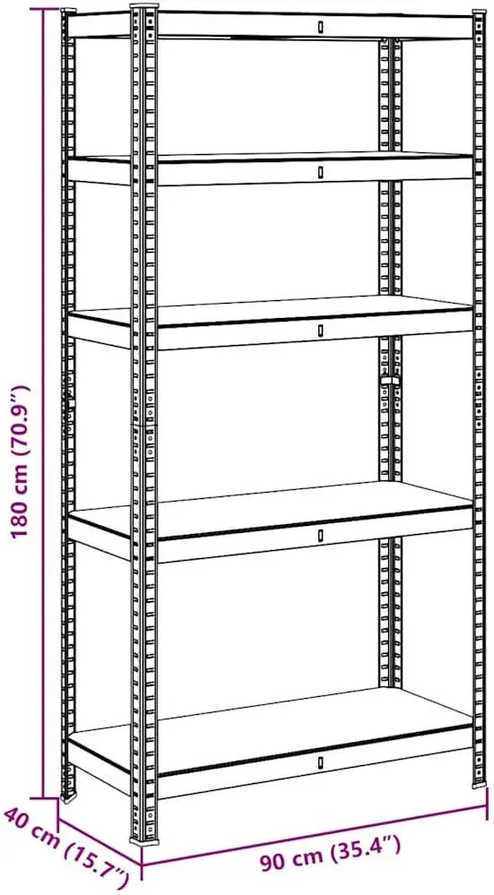Etajera VidaXL 4016951 90x40x180cm (Anthracite)
