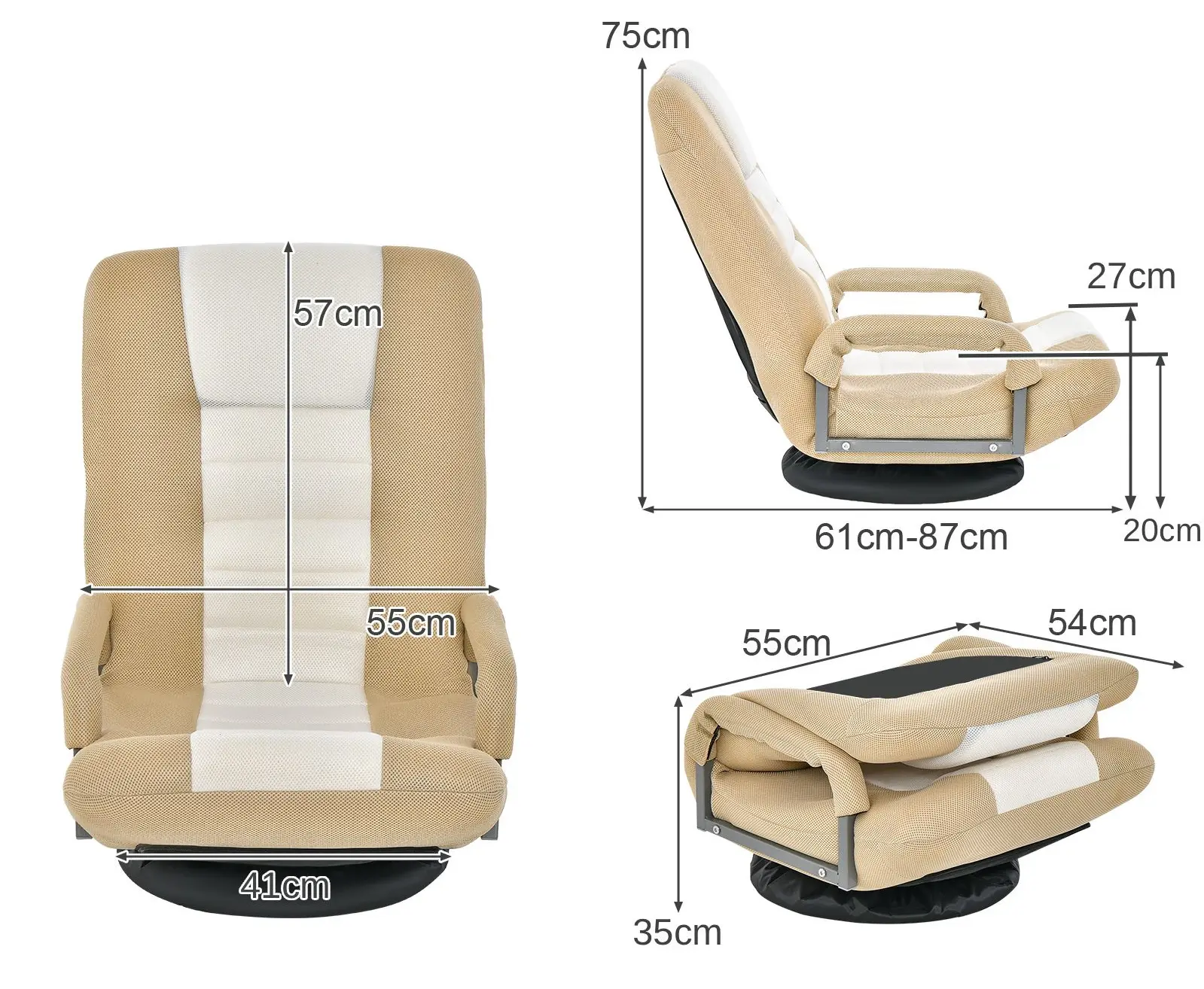 Fotoliu gaming Costway HW65937CF (Coffee)