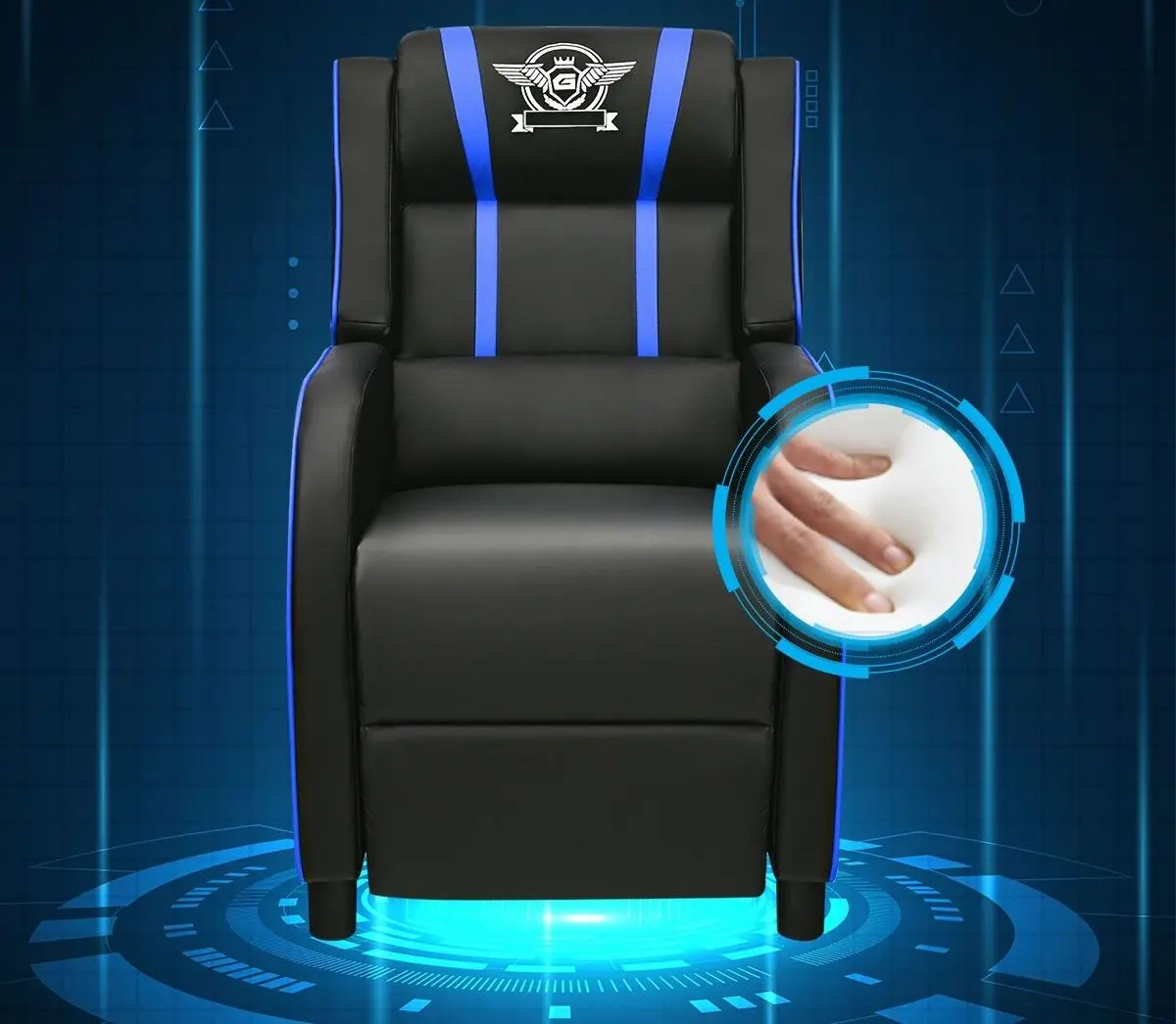 Кресло геймерское Costway HV10006BL (Blue/Black) - 4