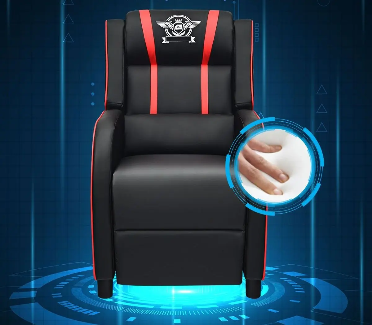 Fotoliu gaming Costway HV10006RE (Red/Black) - 4