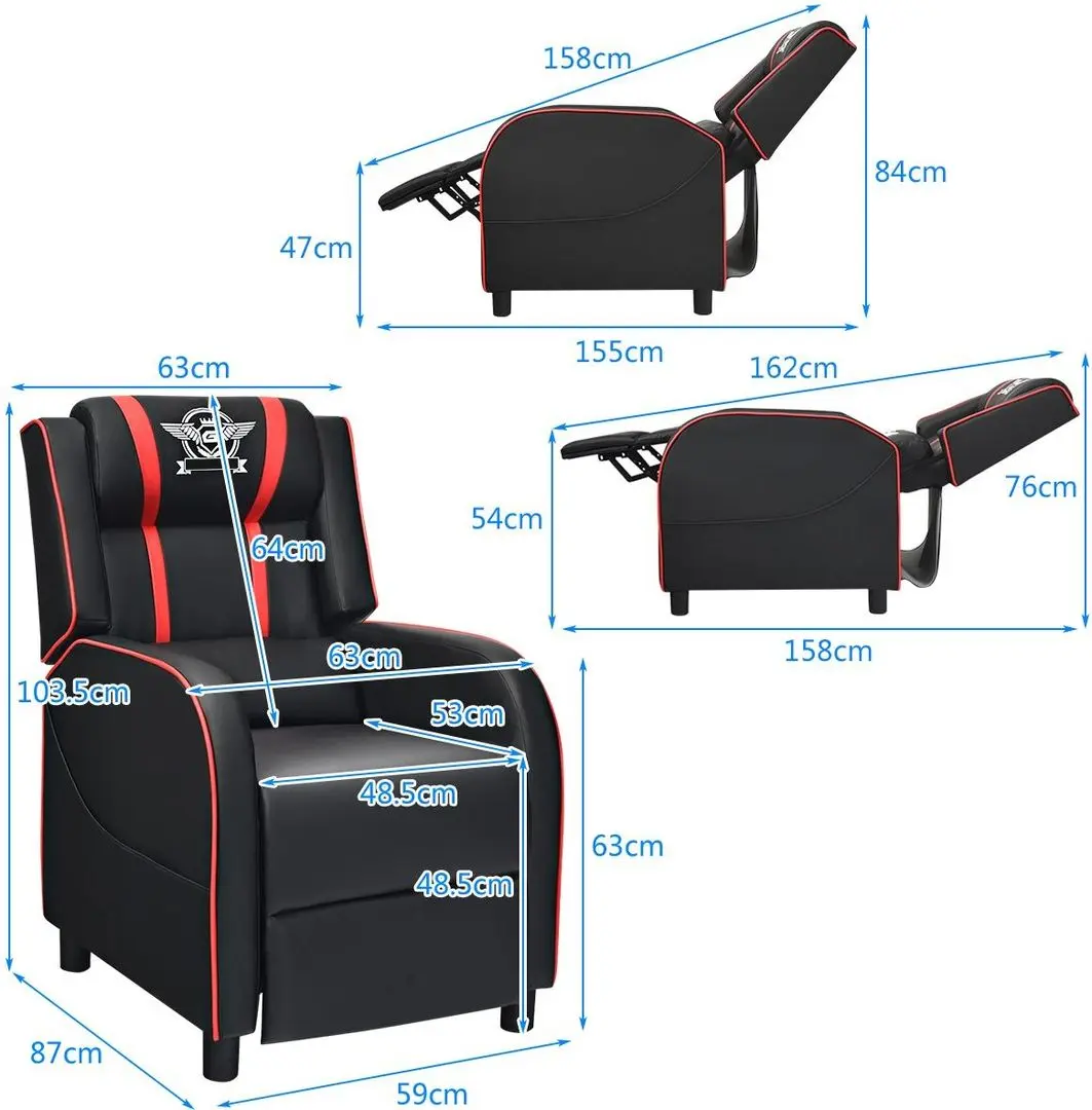 Fotoliu gaming Costway HV10006RE (Red/Black) - 2