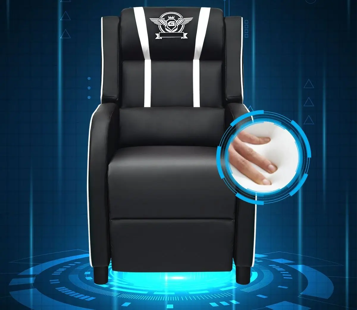 Fotoliu gaming Costway HV10006WH (White/Black) - 4