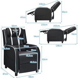 Fotoliu gaming Costway HV10006WH (White/Black) Thumb