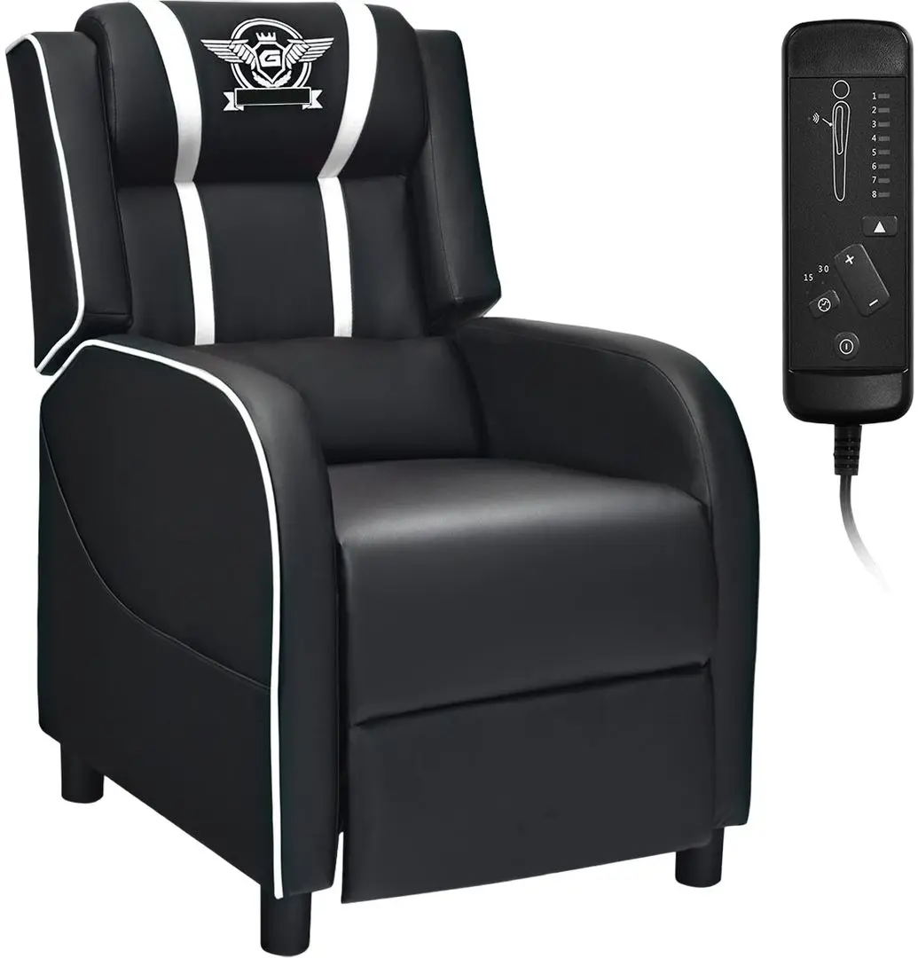 Fotoliu gaming Costway HV10006WH (White/Black)