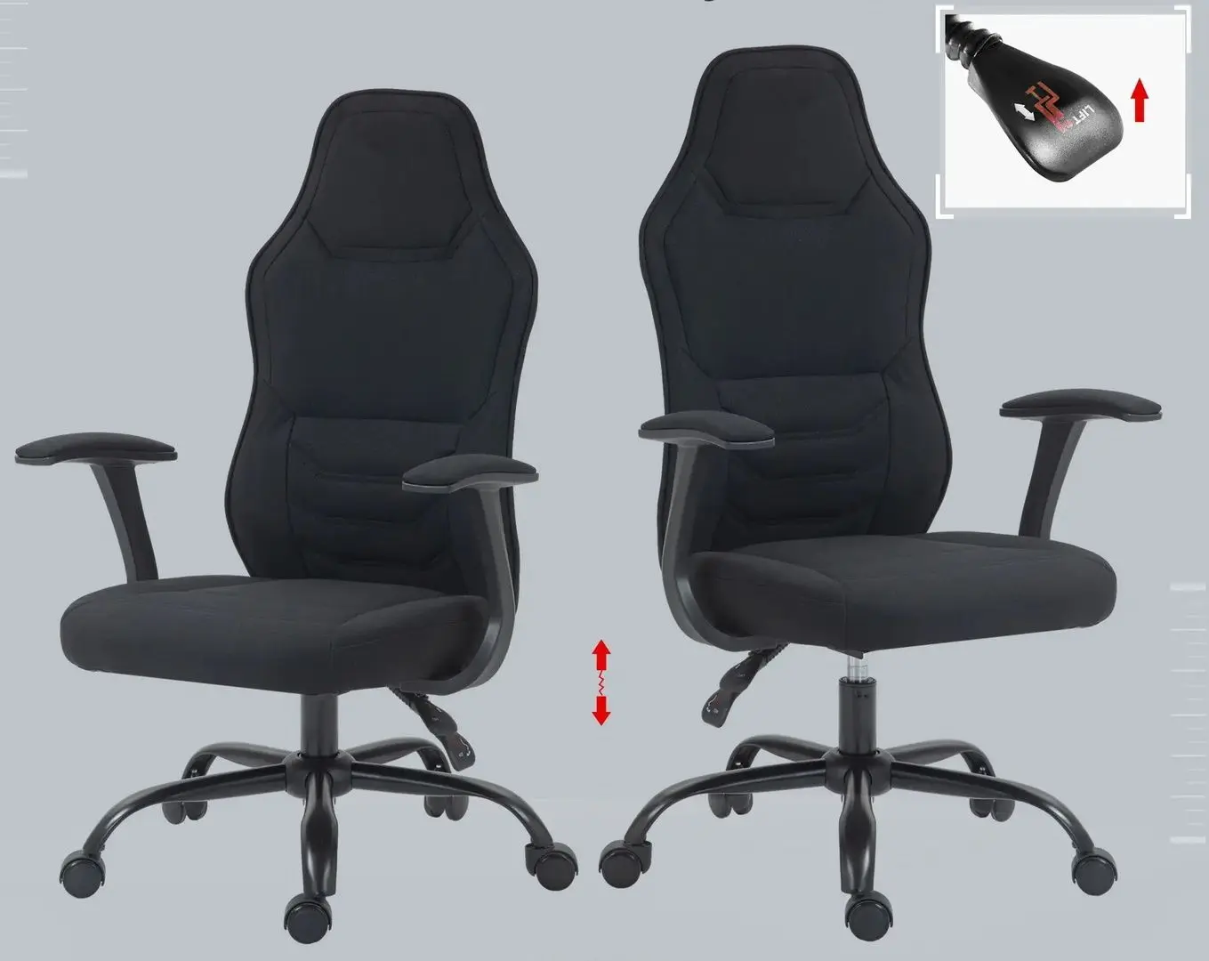 Игровое кресло Homcom 921-721V00BK 65x113x59 cm (Black) - 3