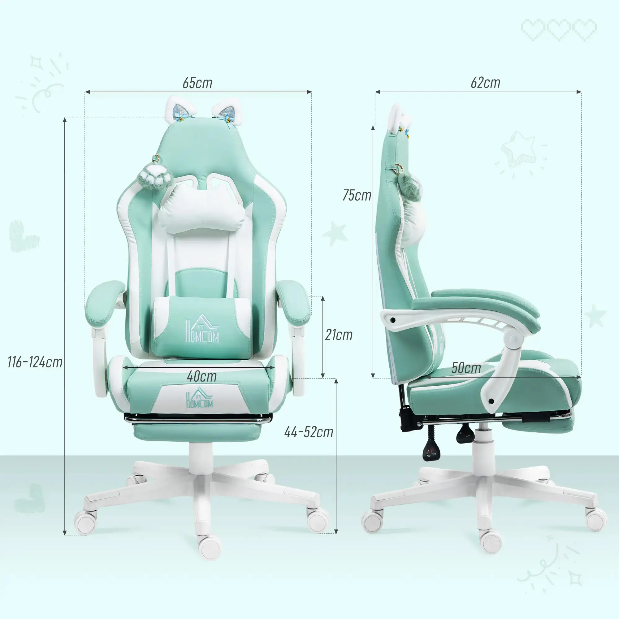 Игровое кресло Homcom 921-794V00LB (Mint) - 5