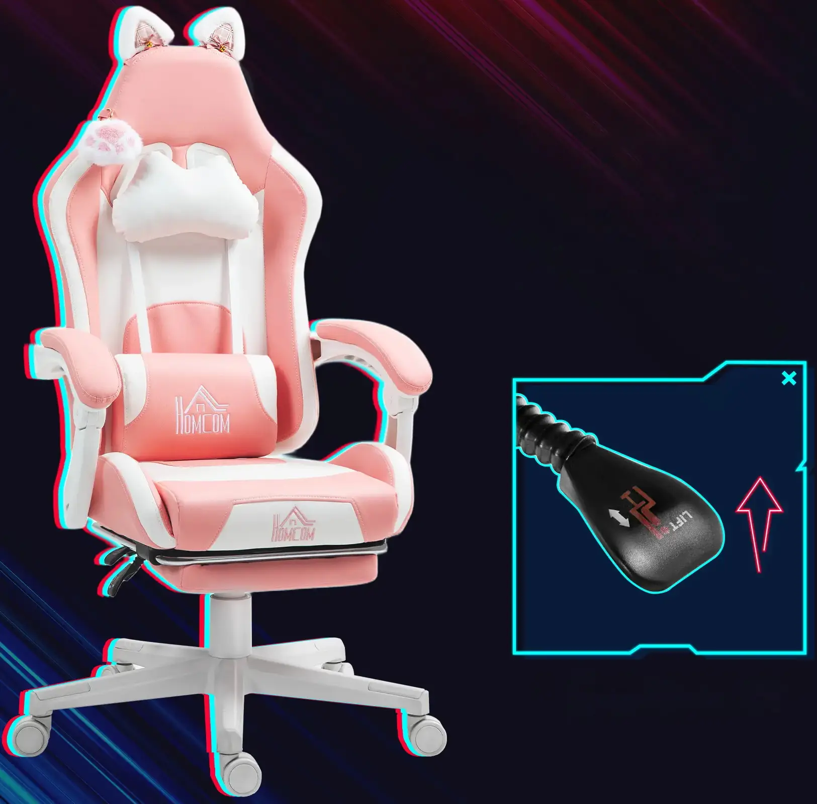 Игровое кресло Homcom 921-794V00PK (Pink/White) - 4