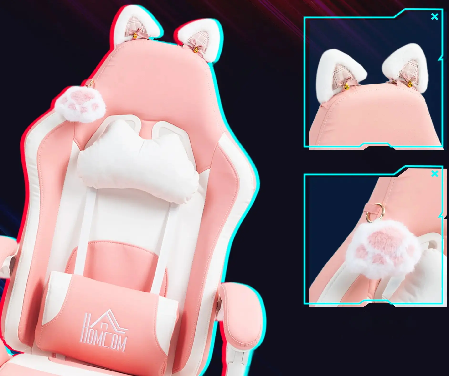 Игровое кресло Homcom 921-794V00PK (Pink/White) - 7