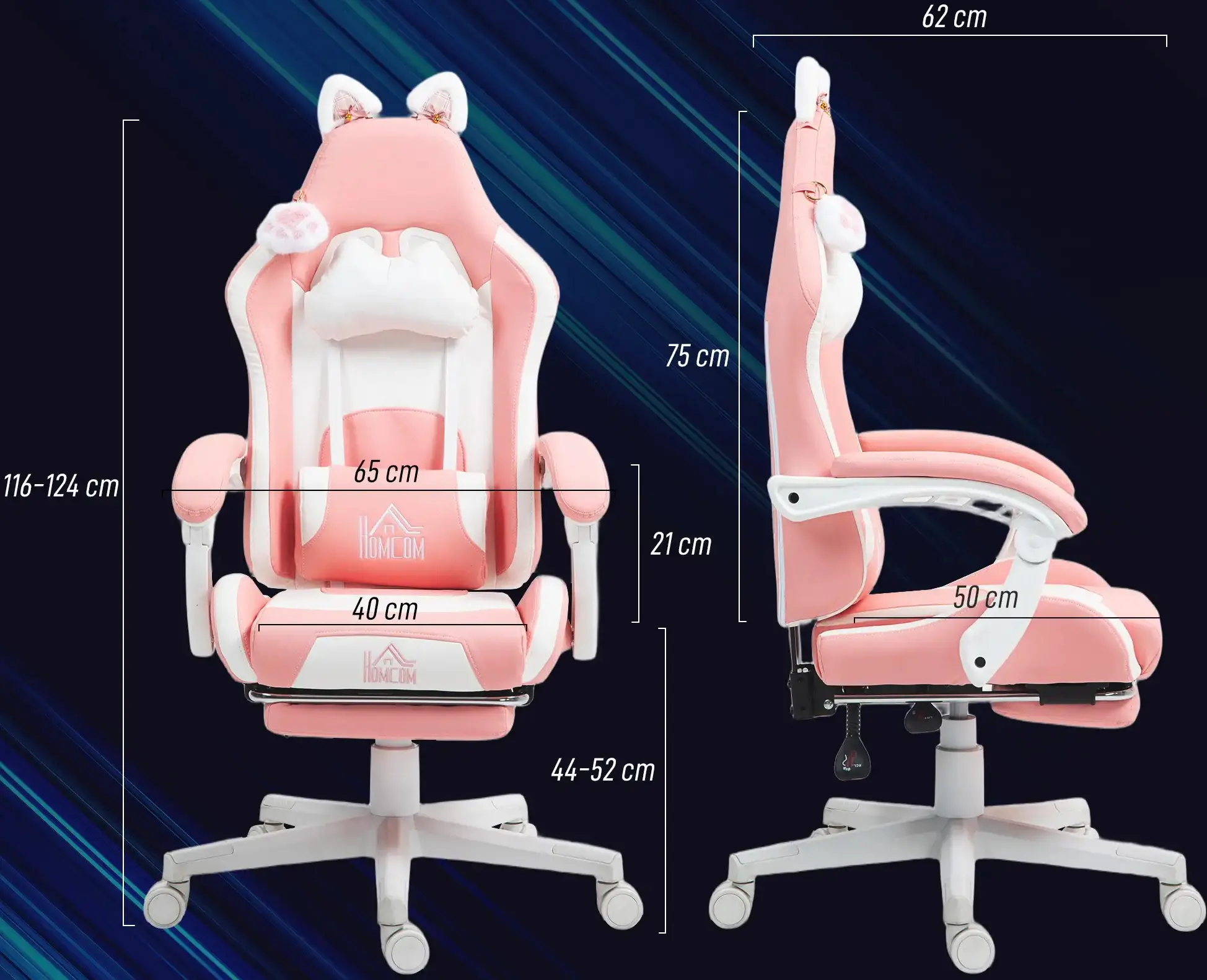 Игровое кресло Homcom 921-794V00PK (Pink/White) - 9