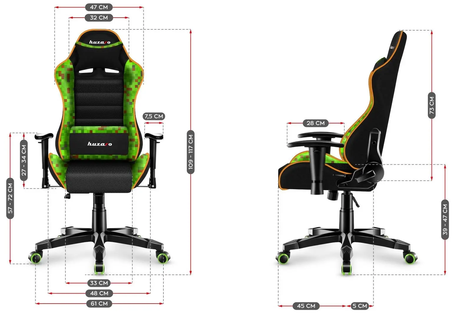 Игровое кресло для детей Huzaro Ranger 6.0 (Black/Green)