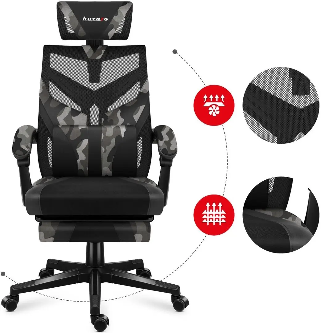 Игровое кресло Huzaro Combat Camo 5.0 (Black/Grey)