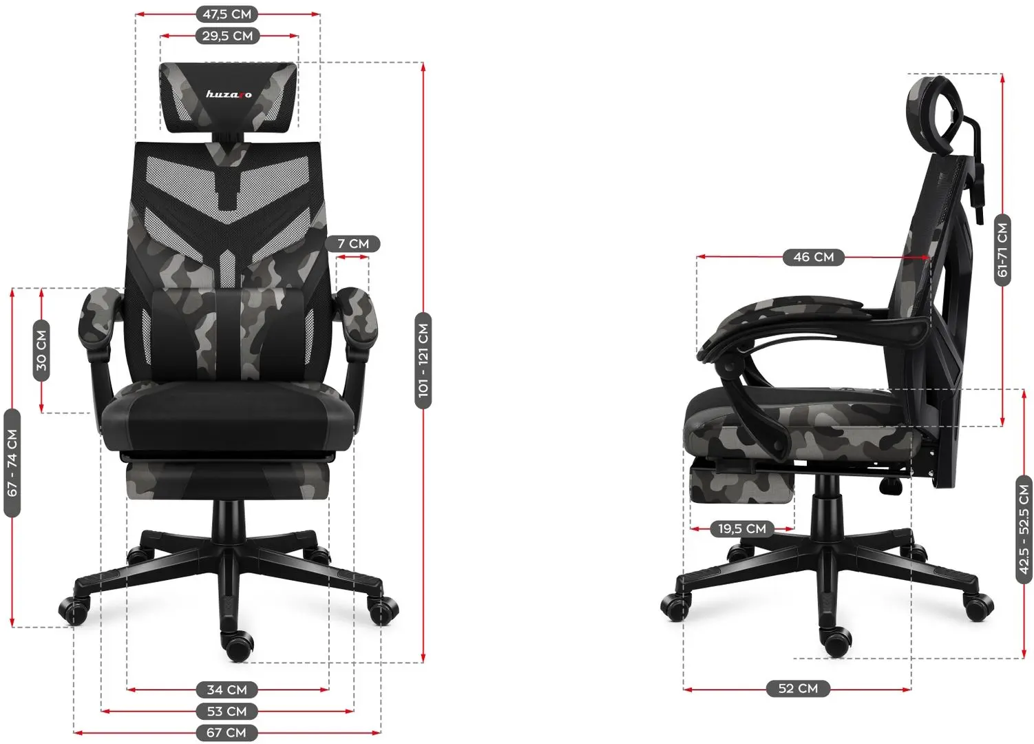 Игровое кресло Huzaro Combat Camo 5.0 (Black/Grey)