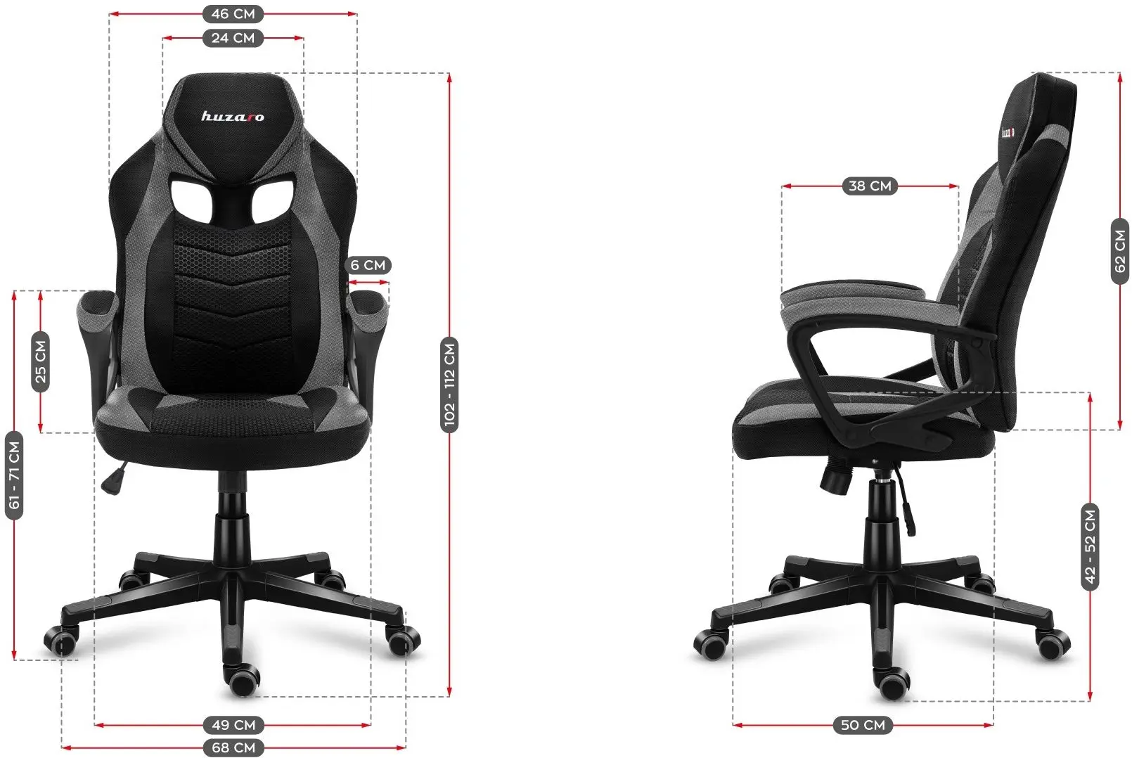 Fotoliu gaming Huzaro Force Mesh 2.5 (Black/Grey)