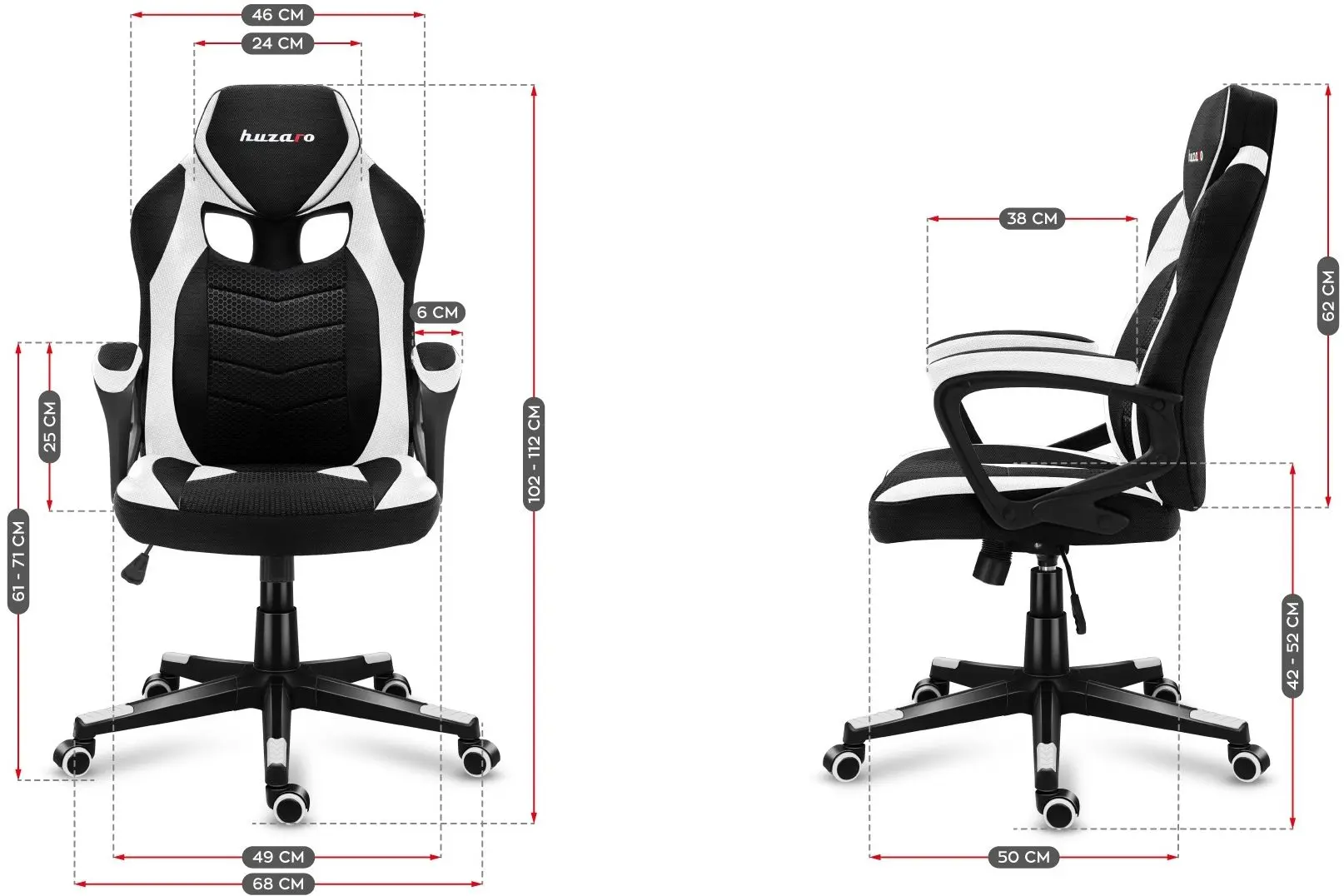 Игровое кресло Huzaro Force Mesh 2.5 (Black/White)