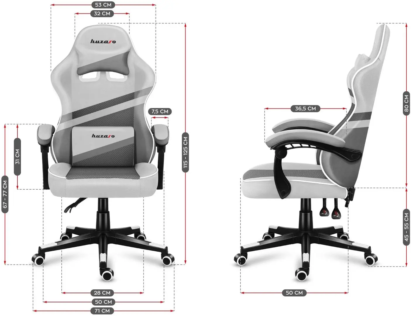 Игровое кресло Huzaro Force Mesh 4.4 (White/Grey)