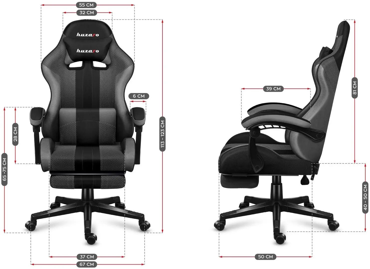 Игровое кресло Huzaro Force Mesh 4.7 (Grey/Black)