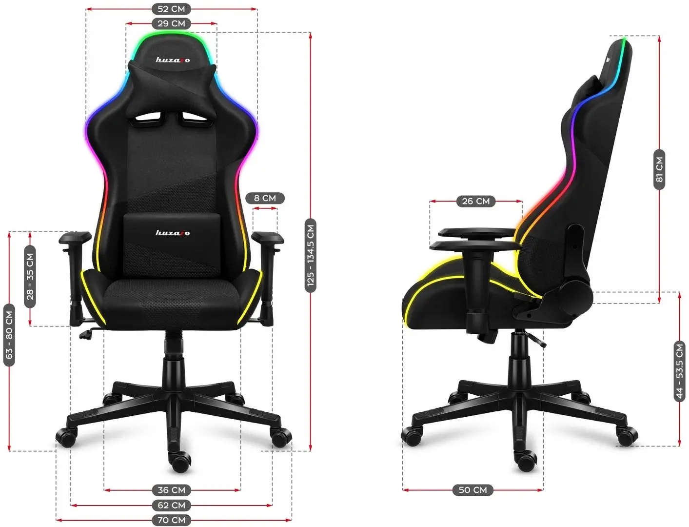 Игровое кресло Huzaro Force Mesh RGB LED 6.2 (Black)