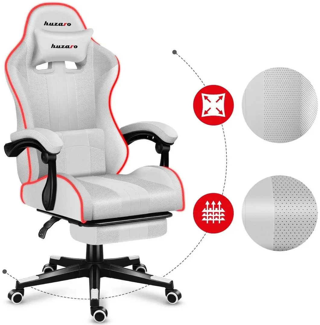 Fotoliu gaming Huzaro Force RGB 4.7 (White)