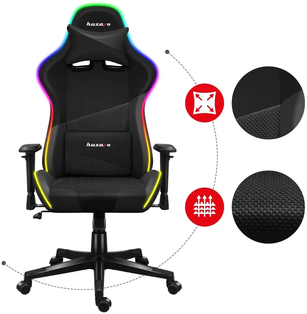 Fotoliu gaming Huzaro Force RGB LED 6.2 (Black)