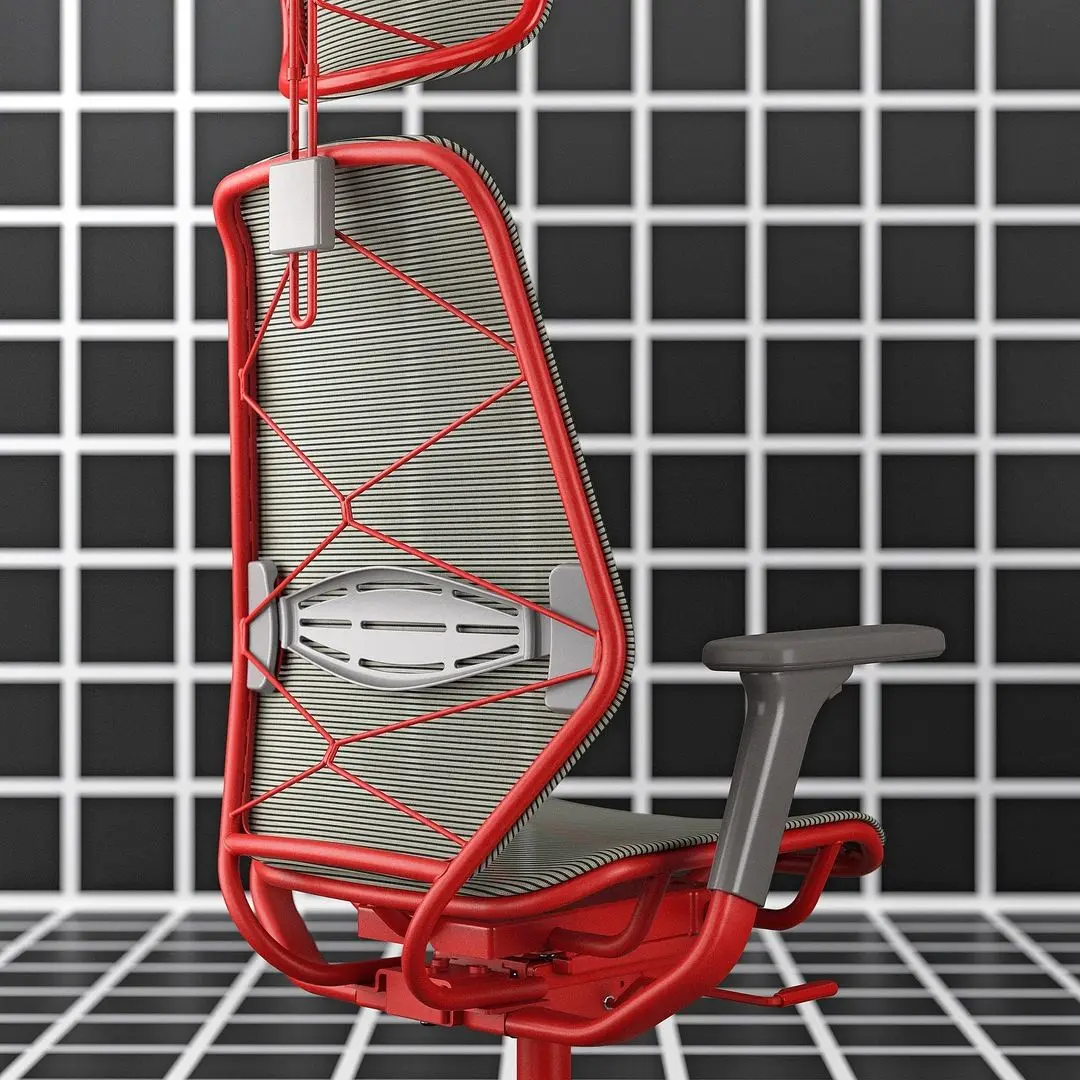 Геймерское кресло Ikea Styrspel (Серый/Красный)